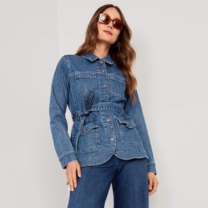 Like New Old Navy Women's Belted Indigo Jean Utility Jacket